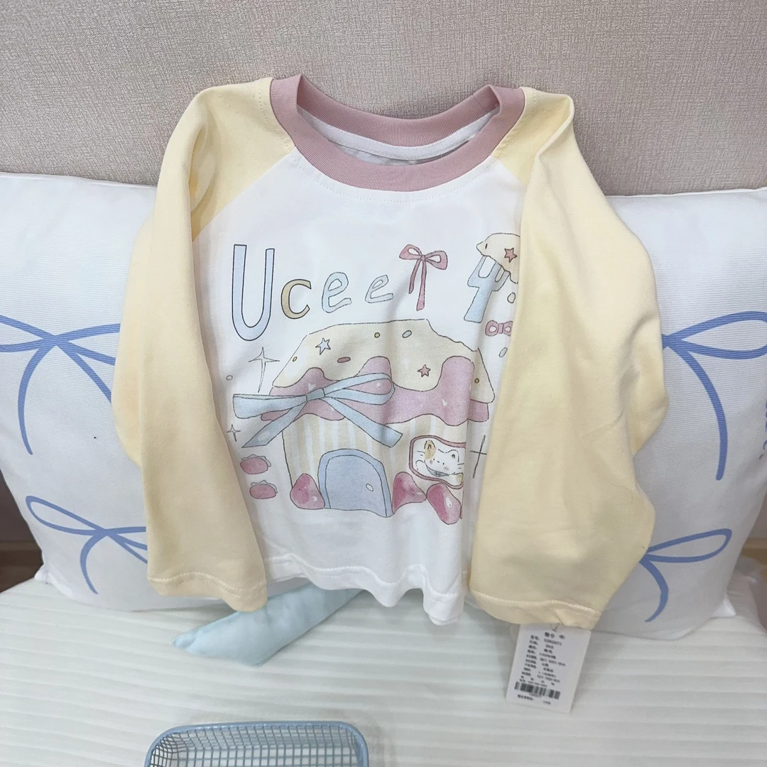 2025春季新品百搭韩系撞色女童纯棉T恤