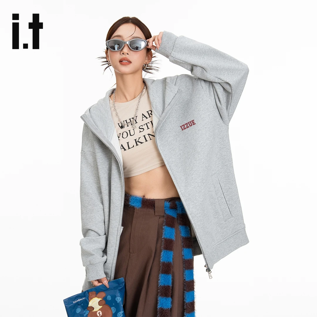 i.t izzue官方女款卫衣2025秋季新款时尚开衫连帽百搭外套上衣2M