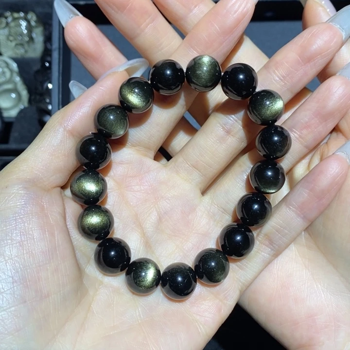 黑曜岩手链未镶嵌一***水