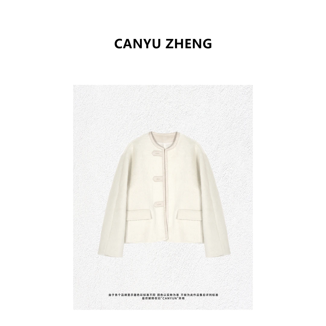 CANYU秋冬精选 董洁同款 ed原厂货 羊驼绵羊毛 短款富婆外套