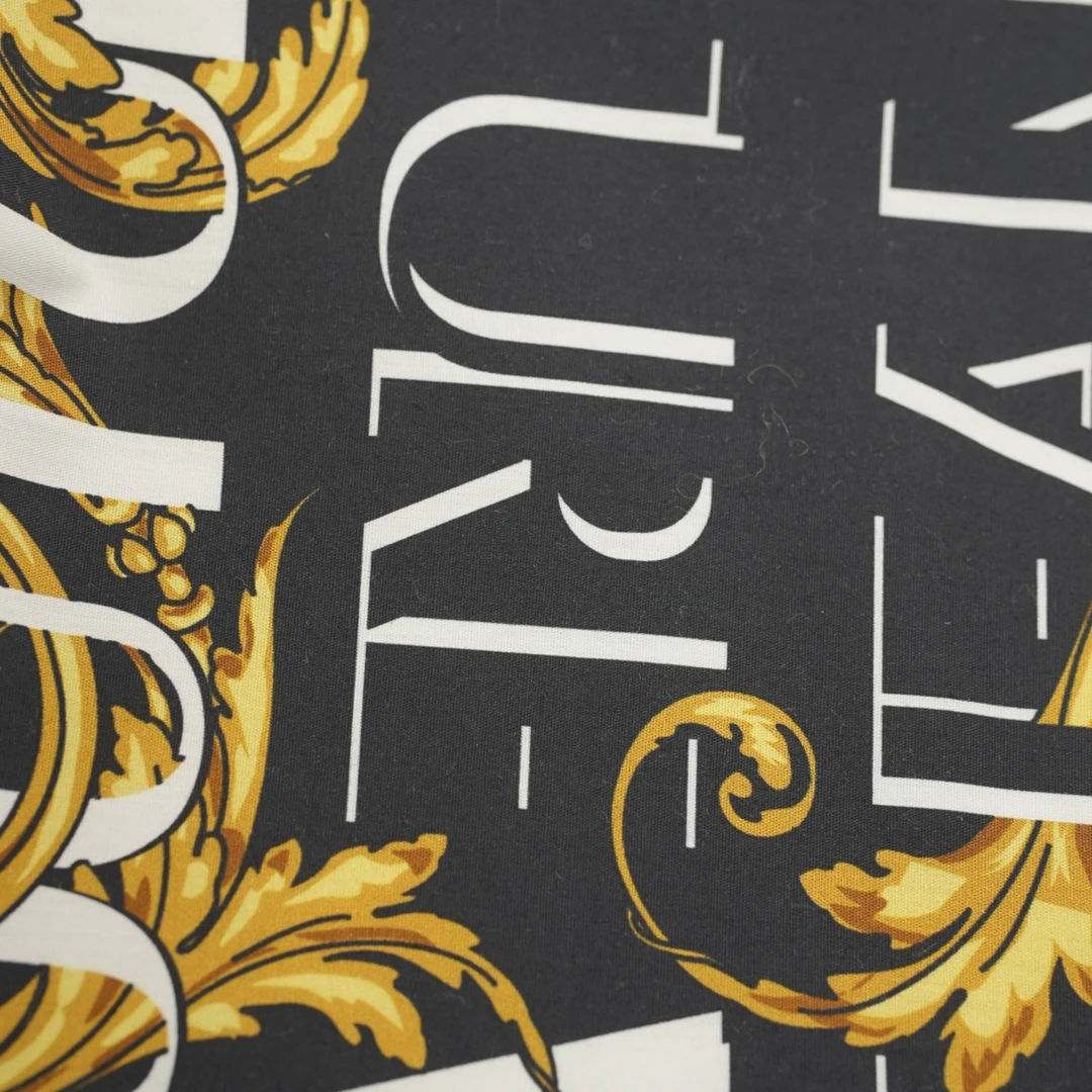 1111每米立省96元6折VR 棉面料黑色底印花衬衫连衣裙布料