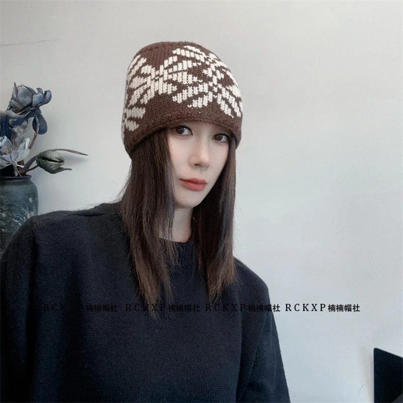 ”费尔岛“羊毛针织包头帽子女秋冬季韩版毛线帽网红款青年时尚冷帽