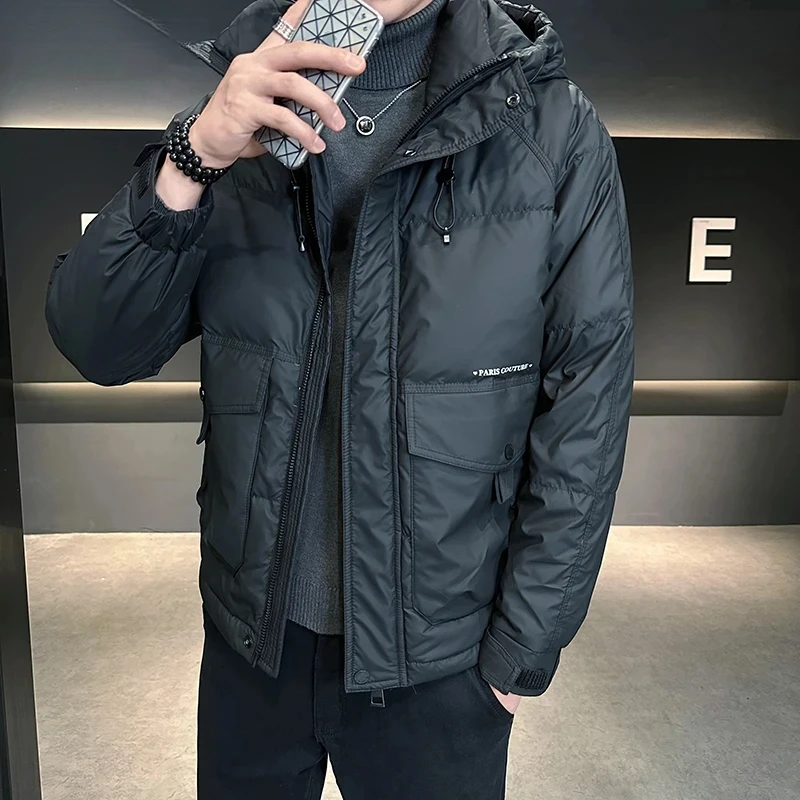 真维斯冬季新款青年连帽百搭保暖羽绒服男士潮牌时尚休闲加厚外套