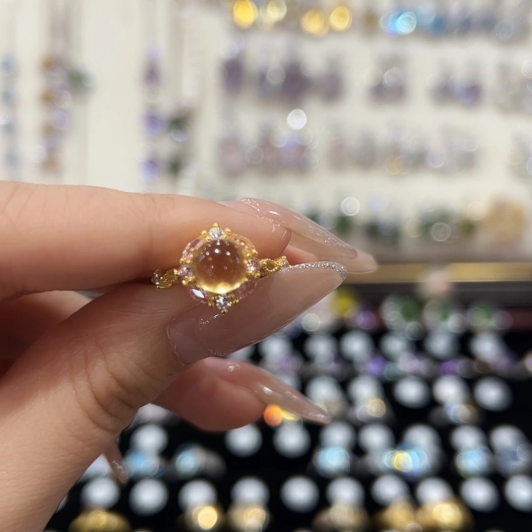 无***汐黄晶18K金镶嵌戒指