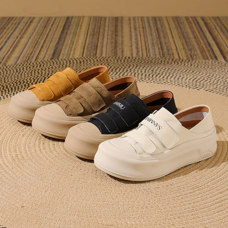 拼色夏季女鞋单鞋皮鞋厚底休闲板鞋圆头百搭复古软底鞋9588