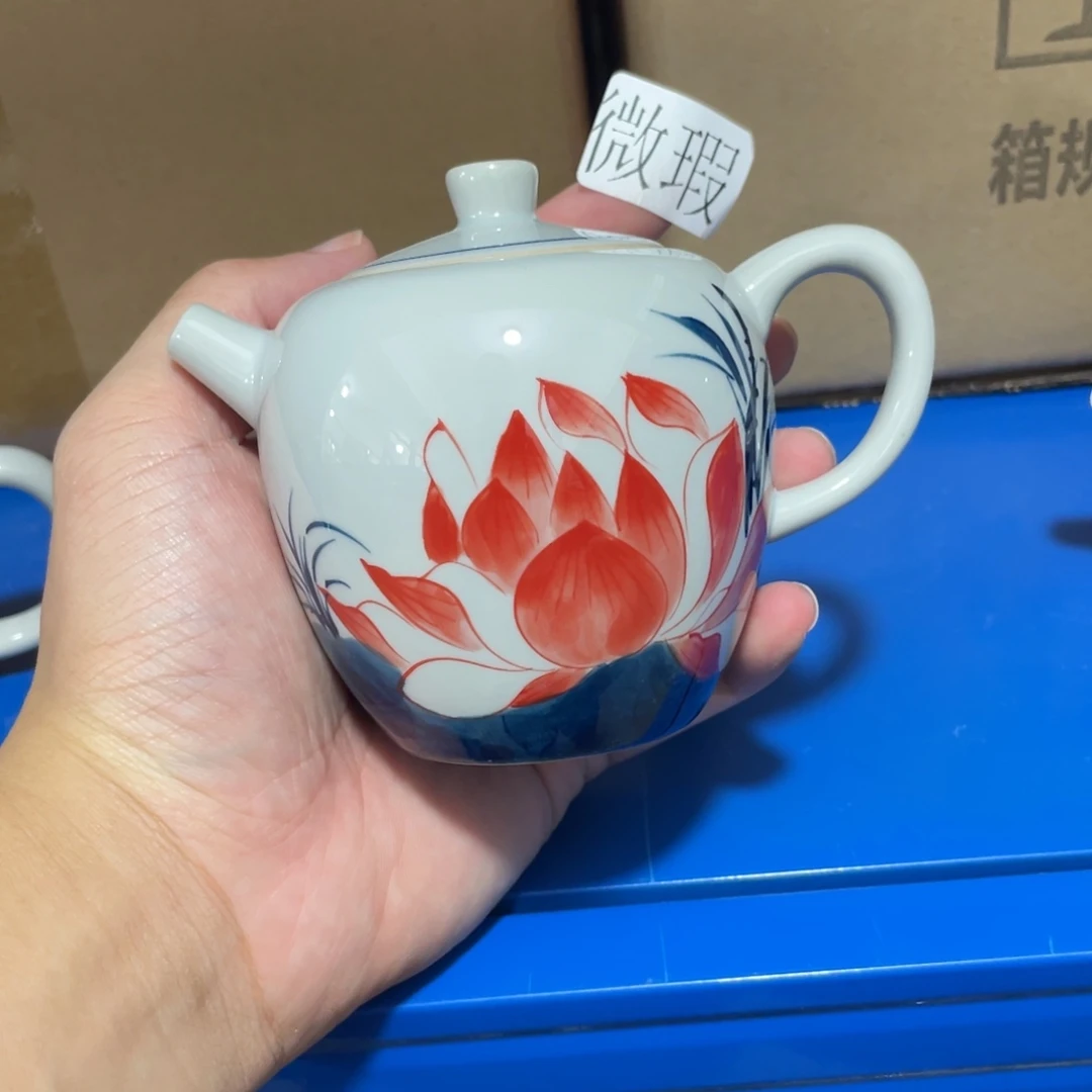 釉下手绘茶具微瑕