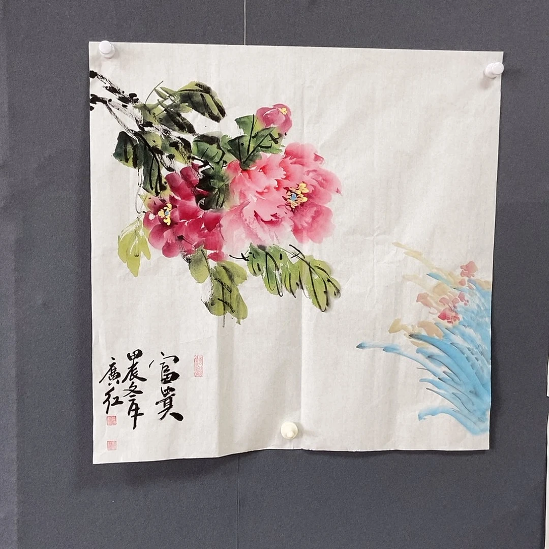 国画光*童广红手绘牡丹68.68