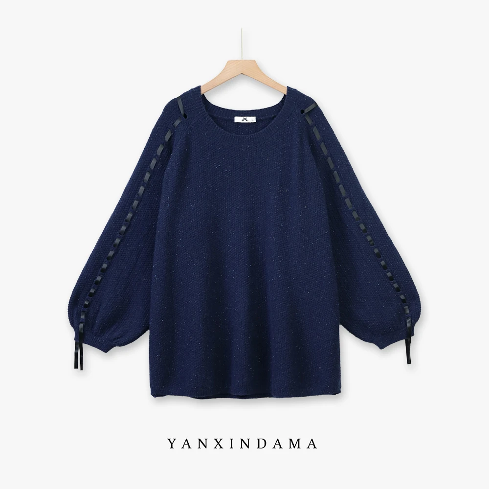 大码女装300斤胖MM韩版时尚气质设计感宽松毛针织衫10236