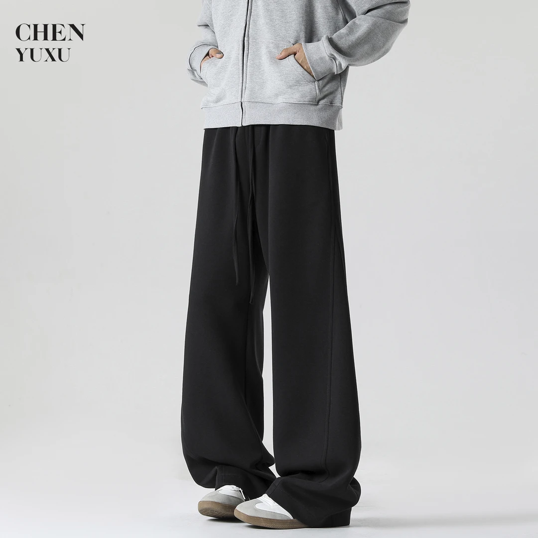 美式重磅弯刀裤子春秋男女高街潮流运动卫裤宽松垂感直筒休闲裤