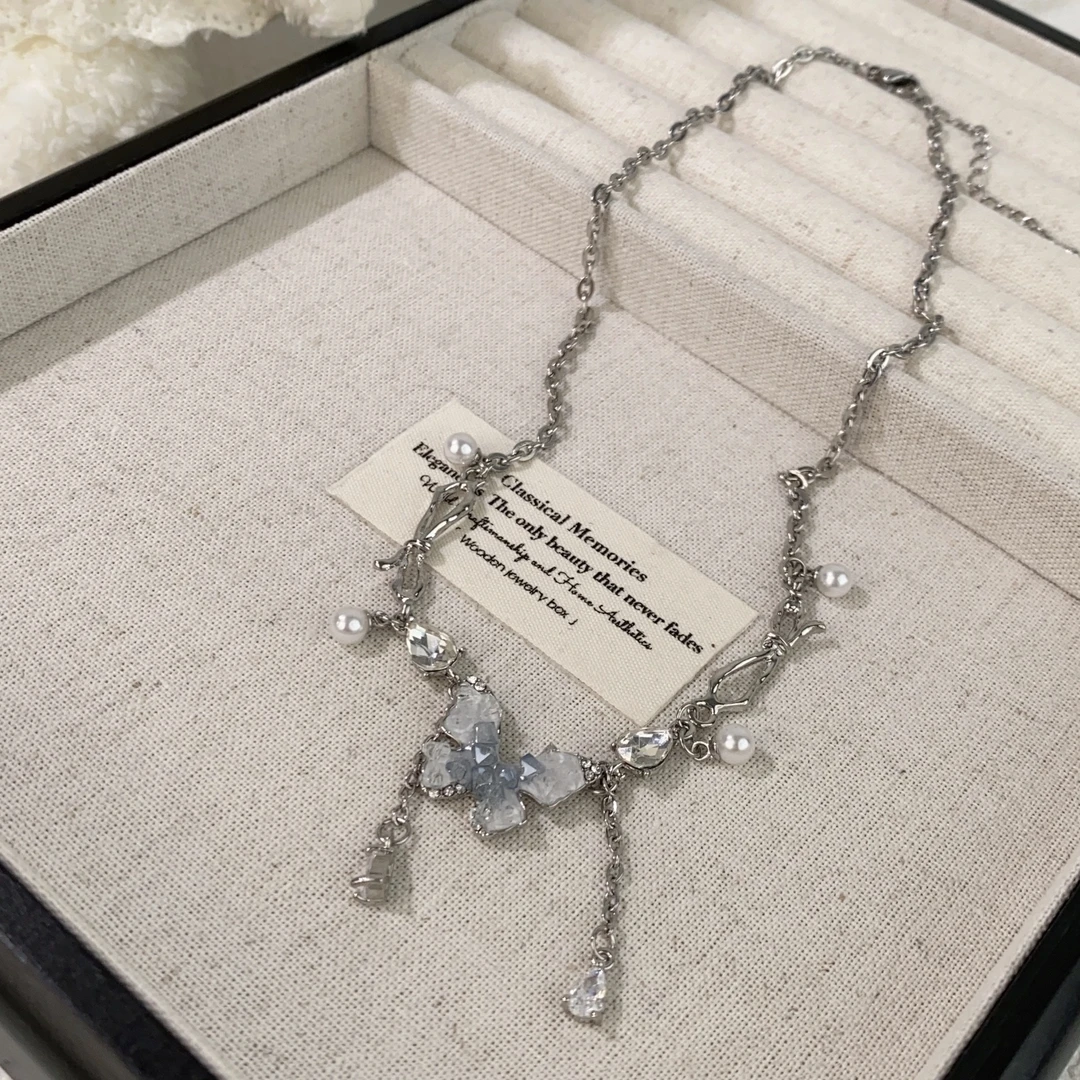 合金项链 X0062 轻奢蝴蝶流苏项链女小众超仙气质清凉蝴蝶锁骨链