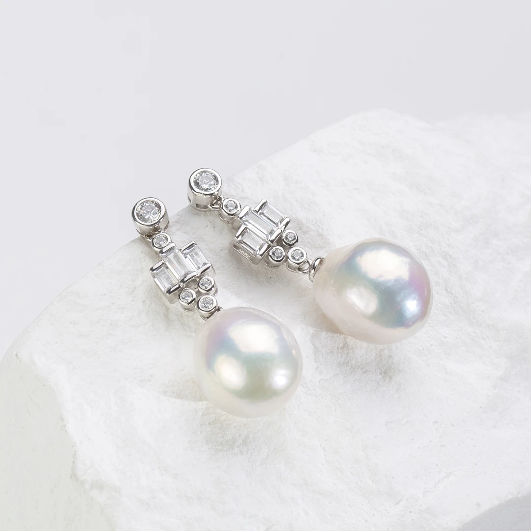 11mm极光巴洛克爱迪生银耳钉