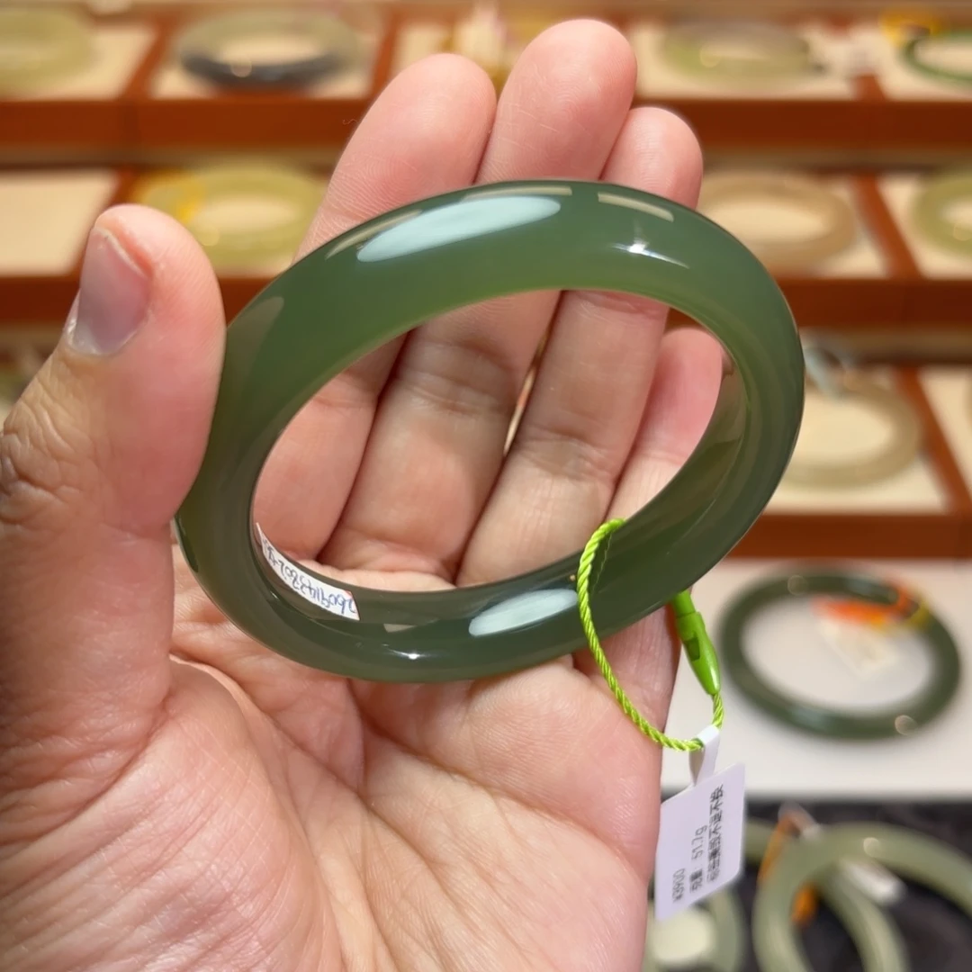 和田玉未镶嵌手镯高冰猫眼湖水绿手镯