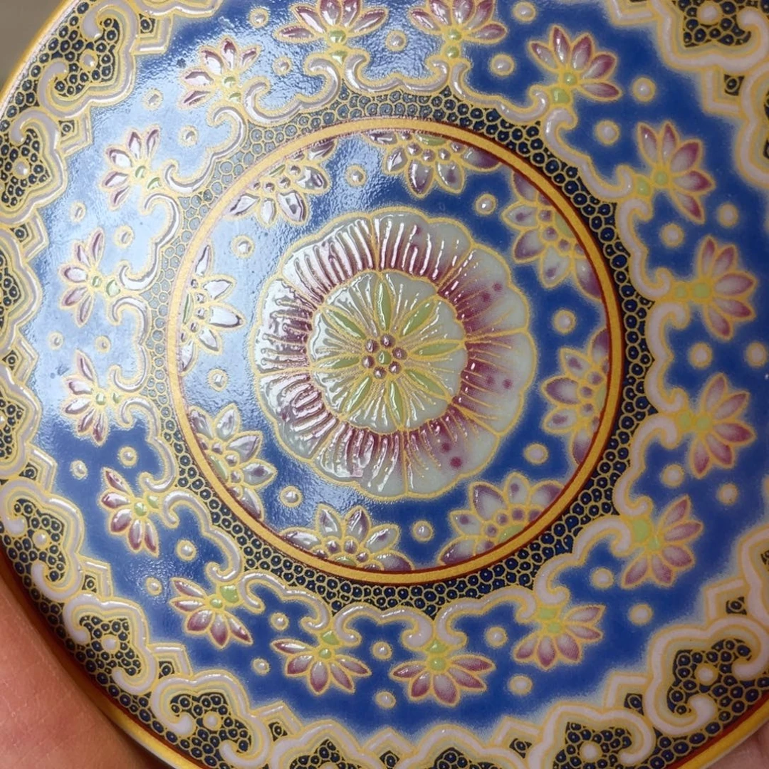 瓷片景德镇蓝釉珐琅彩盖置