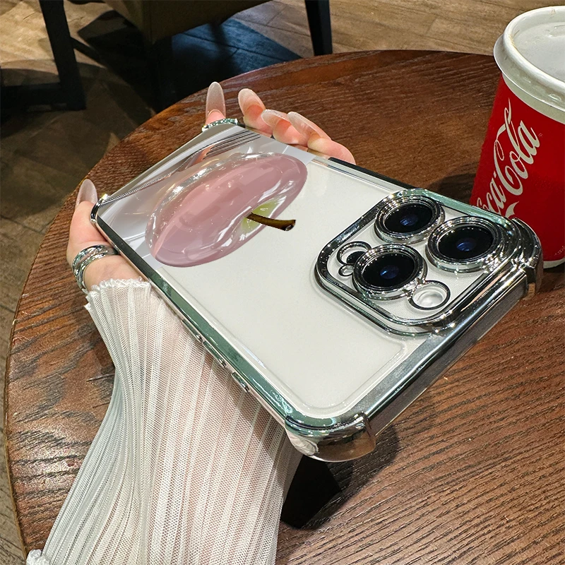 晶透苹果高级适用苹果16/华为Pura70/OPPO/vivo/小米电镀手机壳
