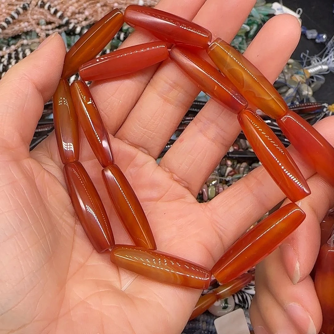 玛瑙/玉髓合金珠宝半成品红玛瑙8-30mm一条