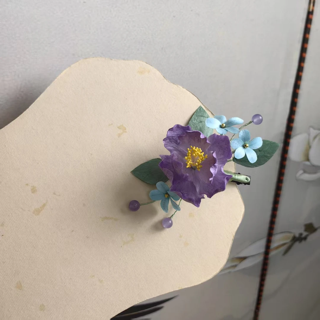 非遗绒花【如意】边夹古风汉服旗袍新中式发簪配饰