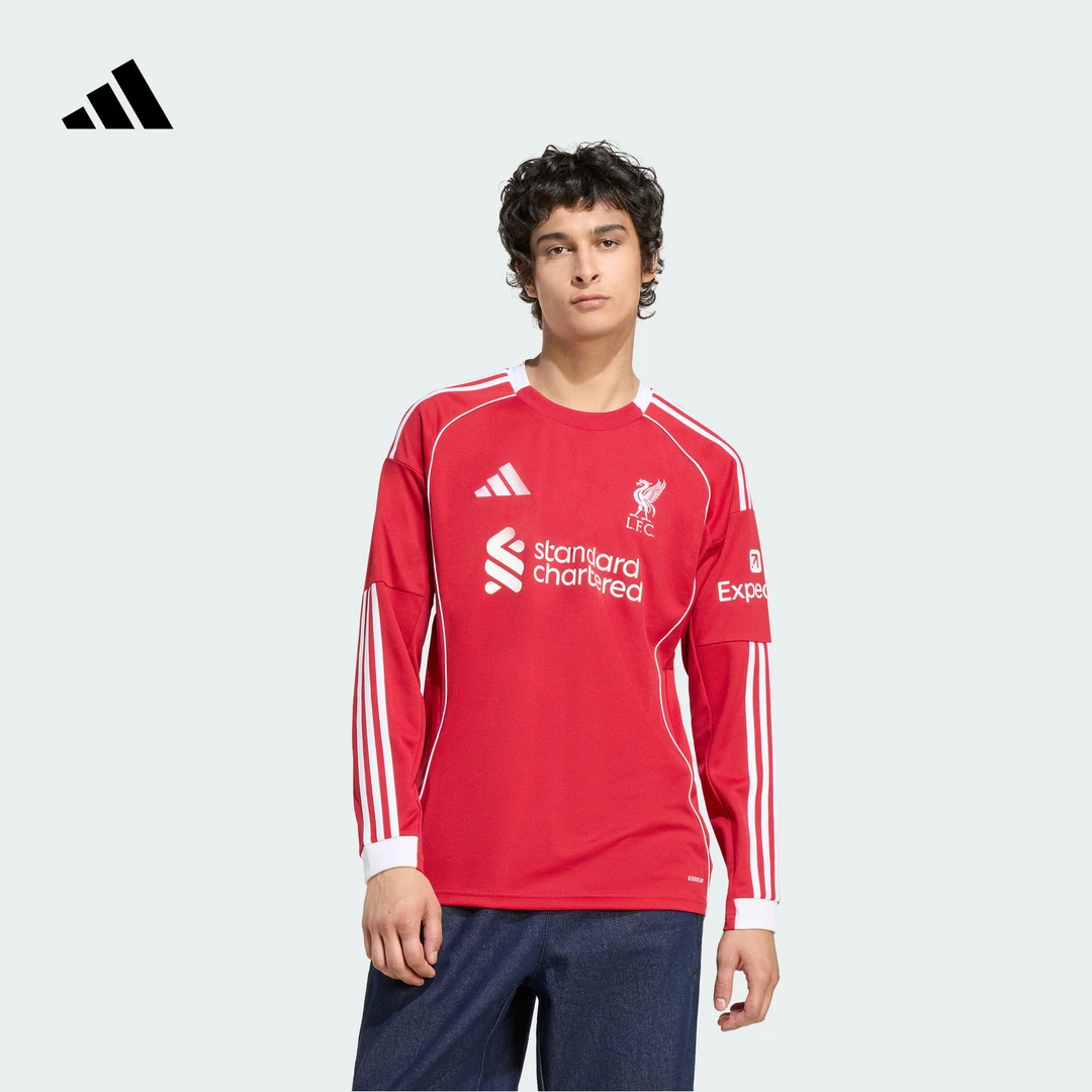 阿迪达斯官方利物浦球迷版主场速干足球长袖球衣男秋季新款JV6456