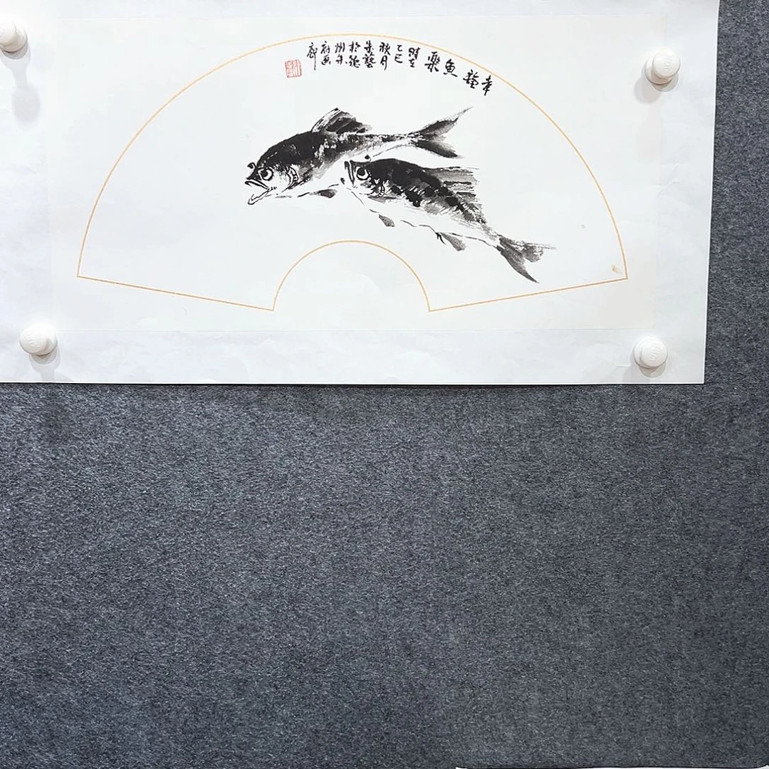 国画知鱼知乐纯手绘