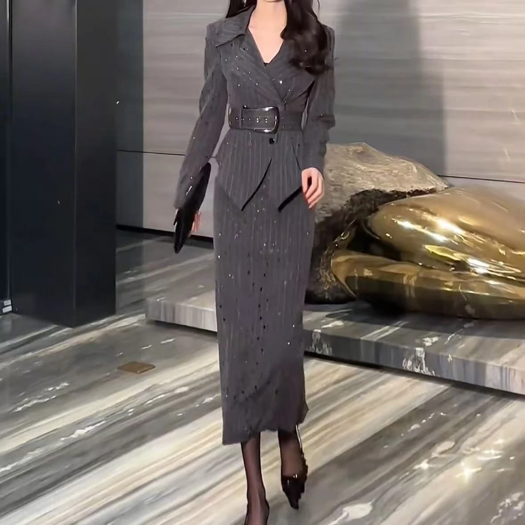 2025春季新款时尚显瘦气质女士网红洋气两件套百搭款D7619
