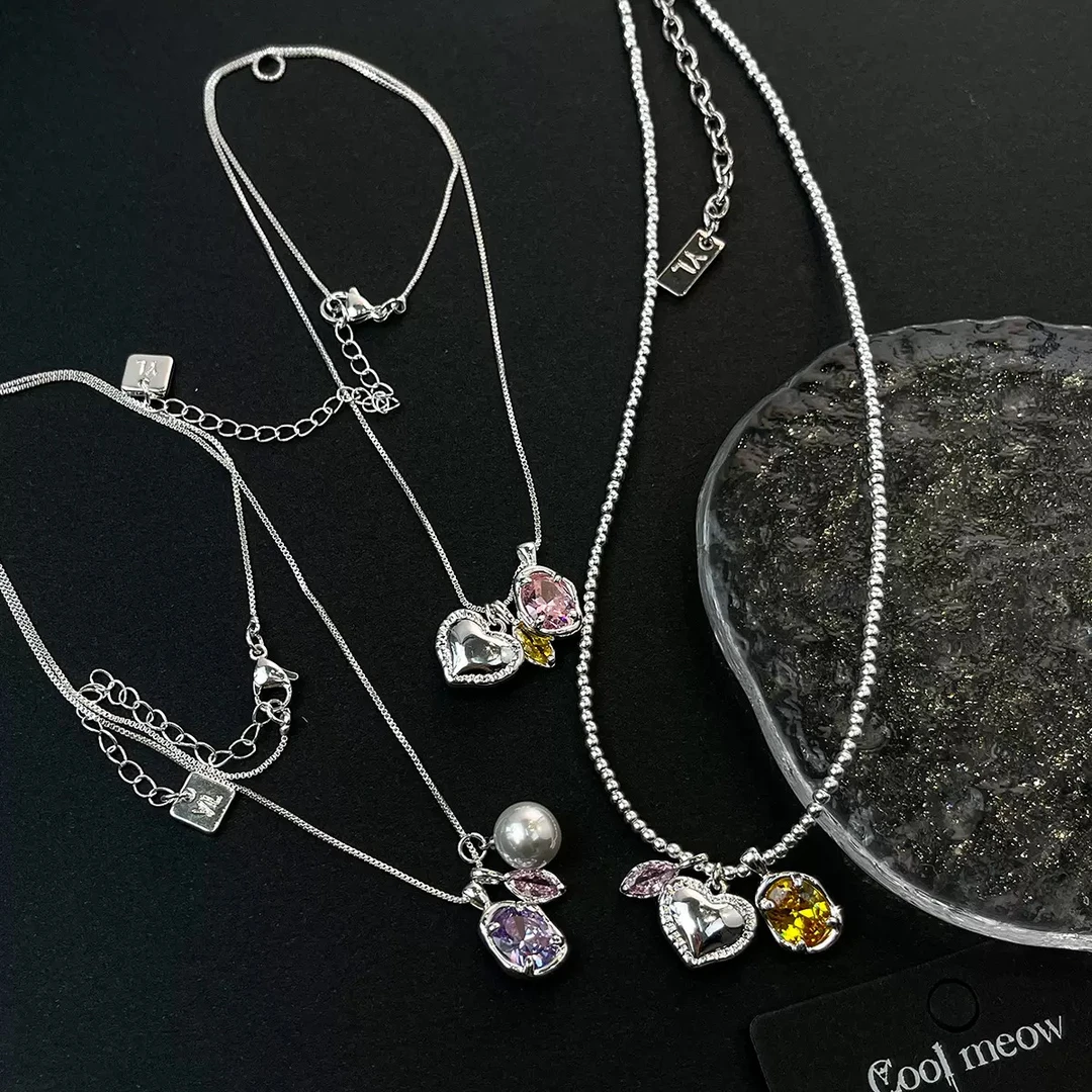 钛钢锆石项链 虞美人 东大门饰品项链戒指合集