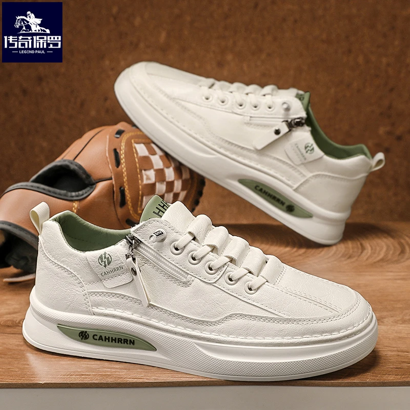 传奇保罗鞋子男款网红爆款2025春季新款休闲时尚百搭板鞋男士潮鞋