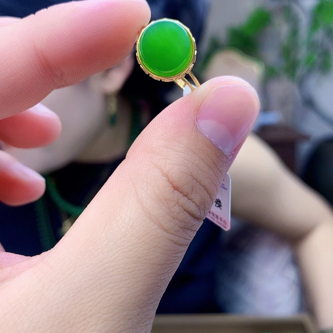 和田玉（碧玉）银S925镶嵌吊坠(不含链)戒指