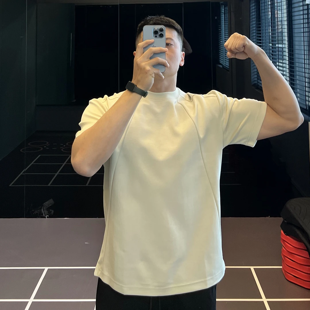 IRONTRAP解构设计运动短袖男士宽松简约纯色T恤篮球训练衣服春夏