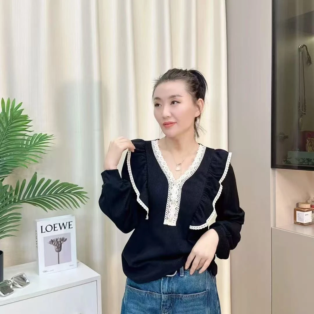 【现货】蕾丝花边打底衫8801