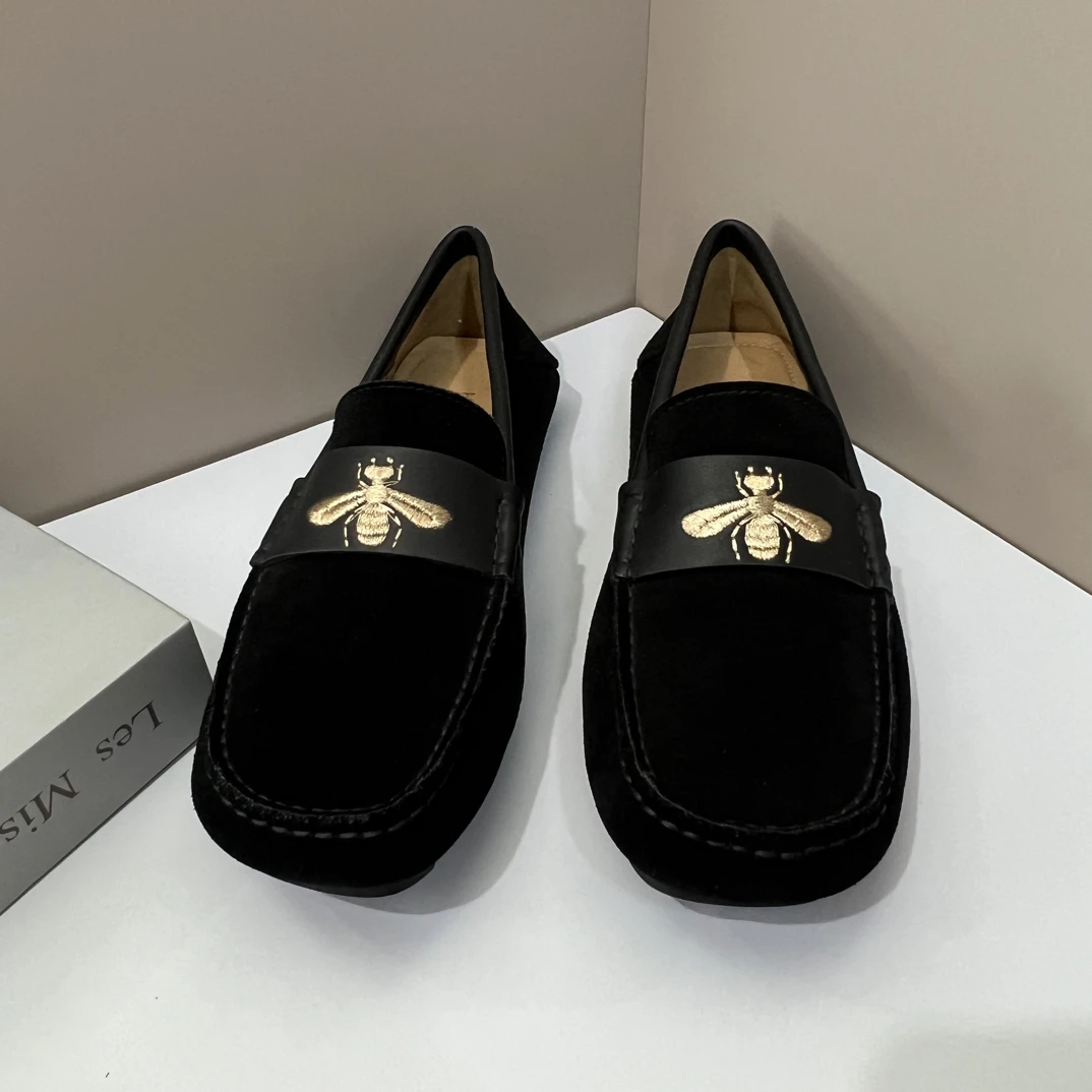 2025男士百搭黑色经典舒适真皮豆豆鞋夏季透气潮流休闲乐福鞋