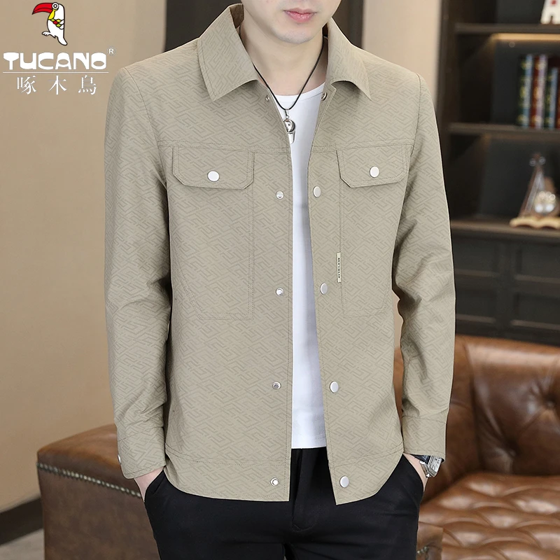 TUCANO/啄木鳥春季新款时尚提花翻领休闲夹克高级感百搭潮流外套