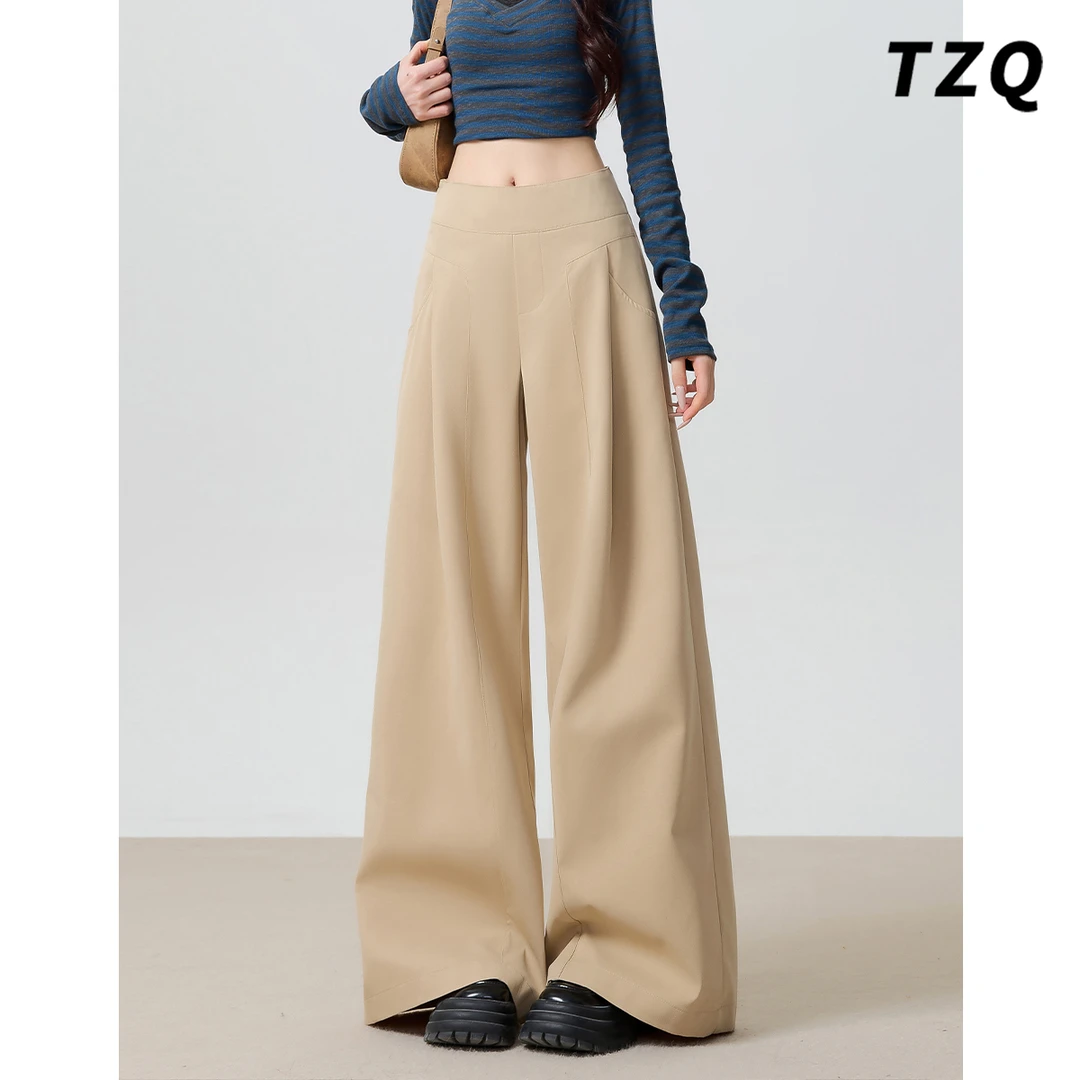 爆款韩系慵懒风阔腿休闲裤女新款高腰显瘦百搭直筒裤子TZQ2581730