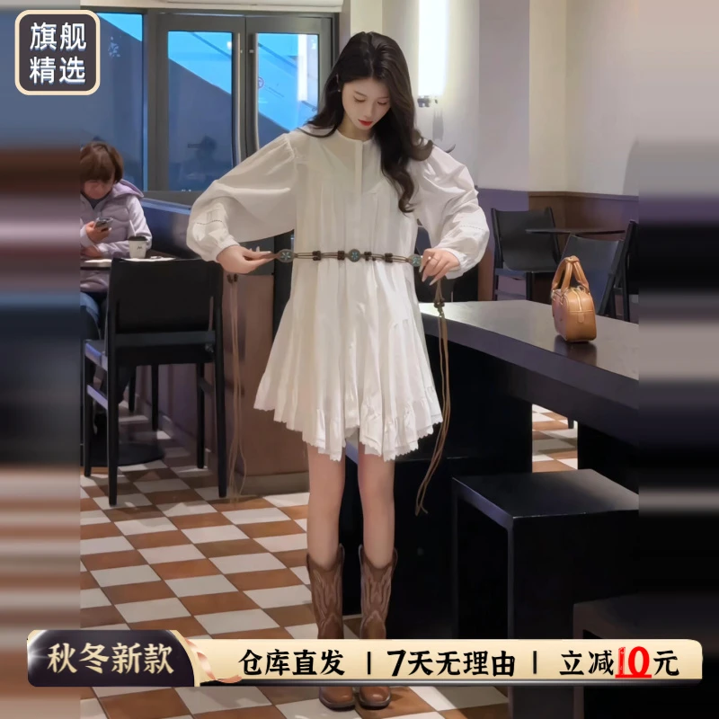 小个子气质白色衬衫连衣裙子女夏季酷飒风女装高级感出游洋气短裙