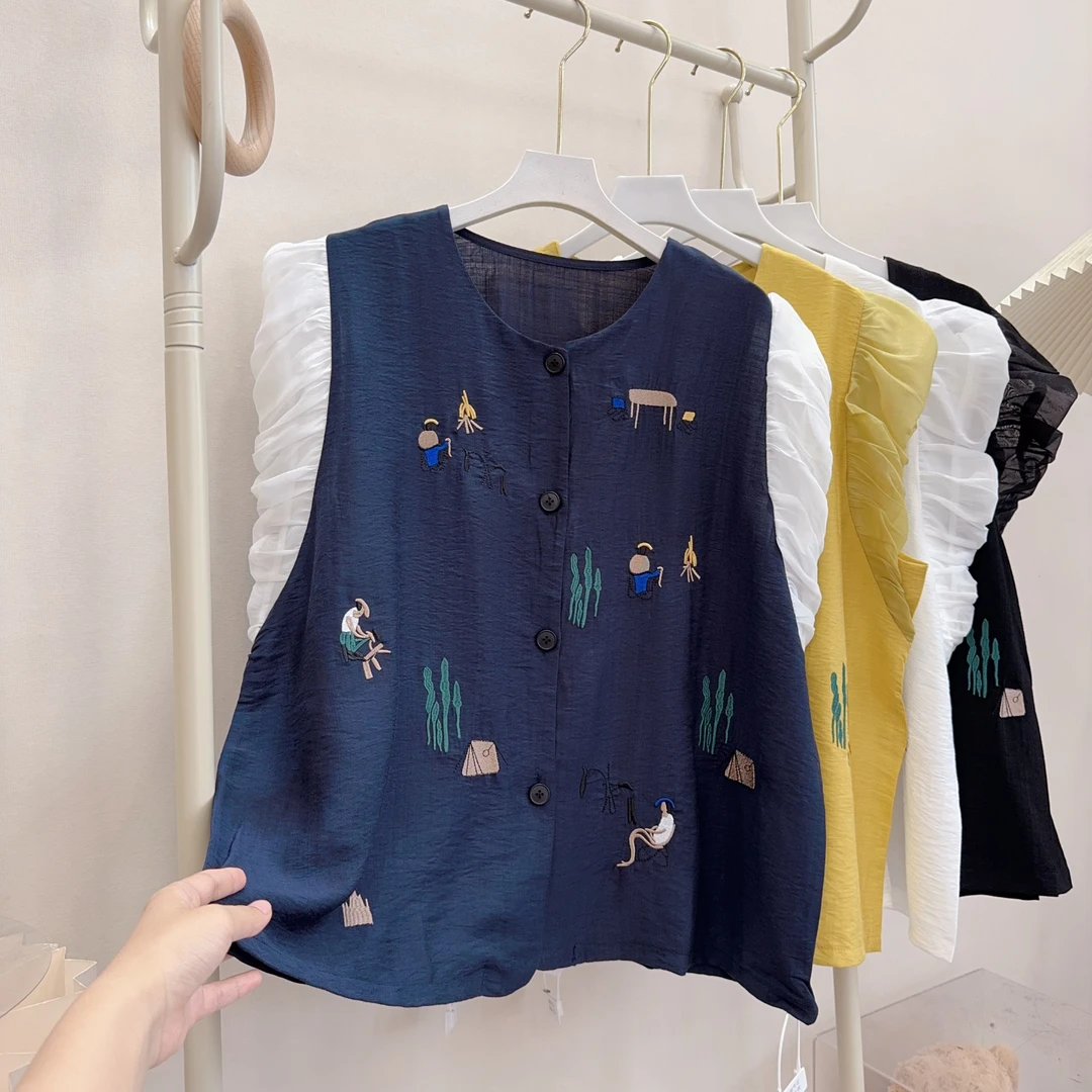 胖胖家*5787新款花苞秀刺绣减龄减龄上衣开衫花苞裤套装