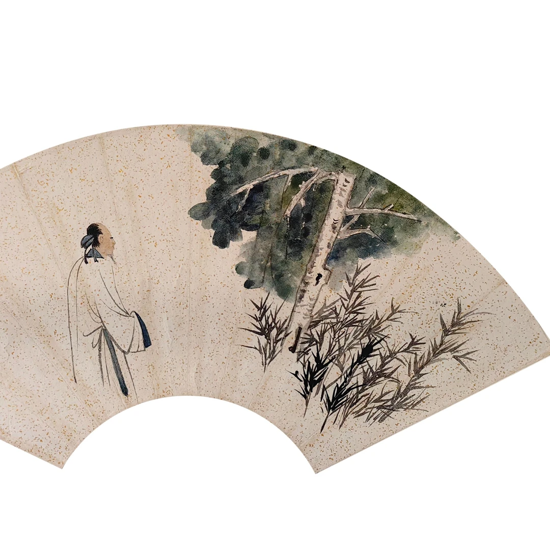 LOT.030 大千 人物  19*53cm  纸本扇面 171