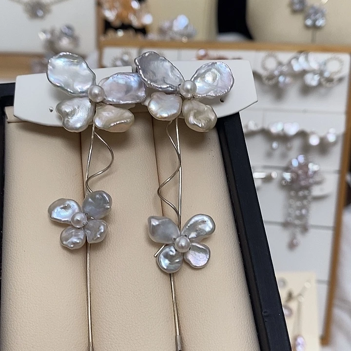 925银绮梦蝶耳钉配件925银