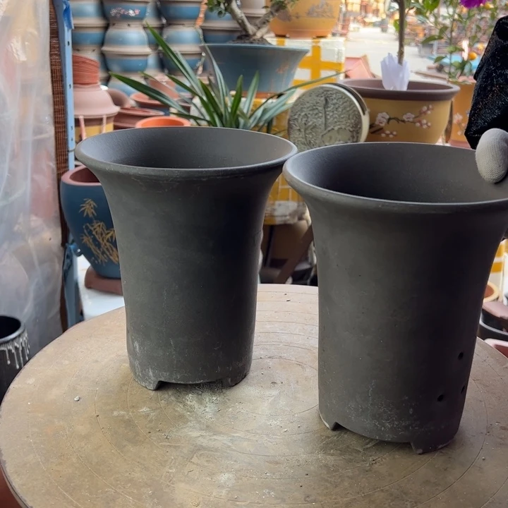 紫砂18+18素兰花盆 口径18×20