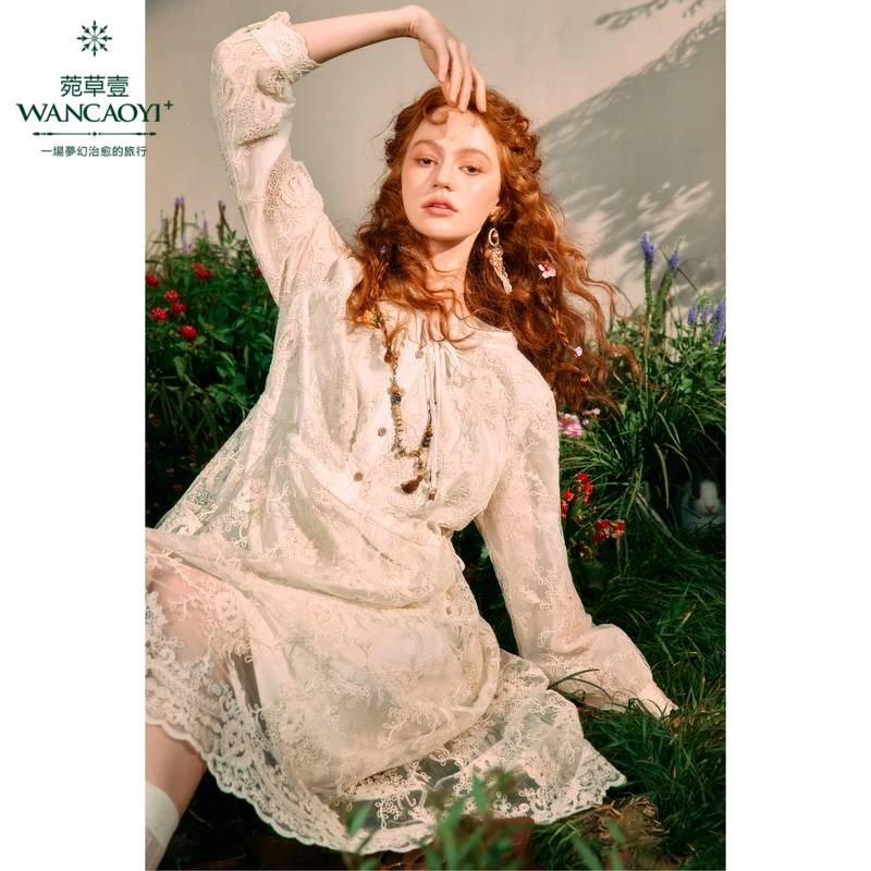 【福利款】菀壹法式田园风连衣裙女重工绣花中长裙子Q21111411
