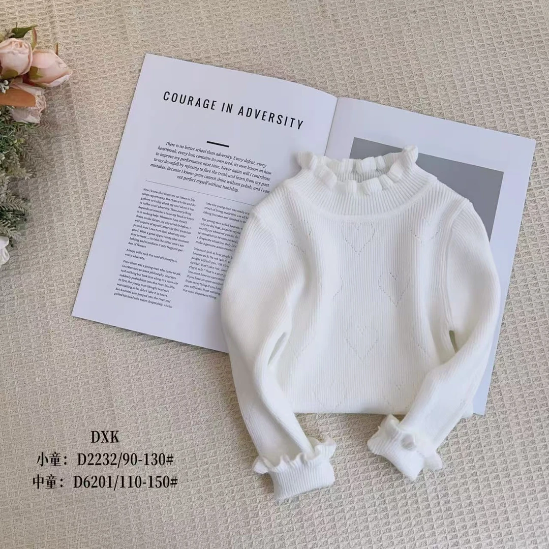 【Bao Bao】深秋冬款女童毛衣木耳新款半高领儿童针织衫2232