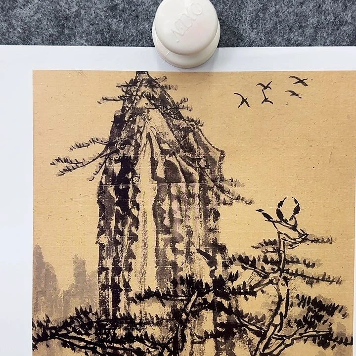 版画李苦禅作品册页一张