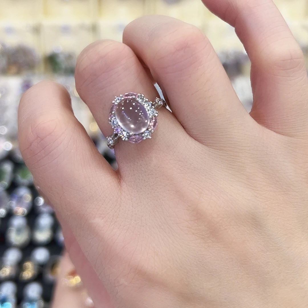 烟晶戒指银S925镶嵌