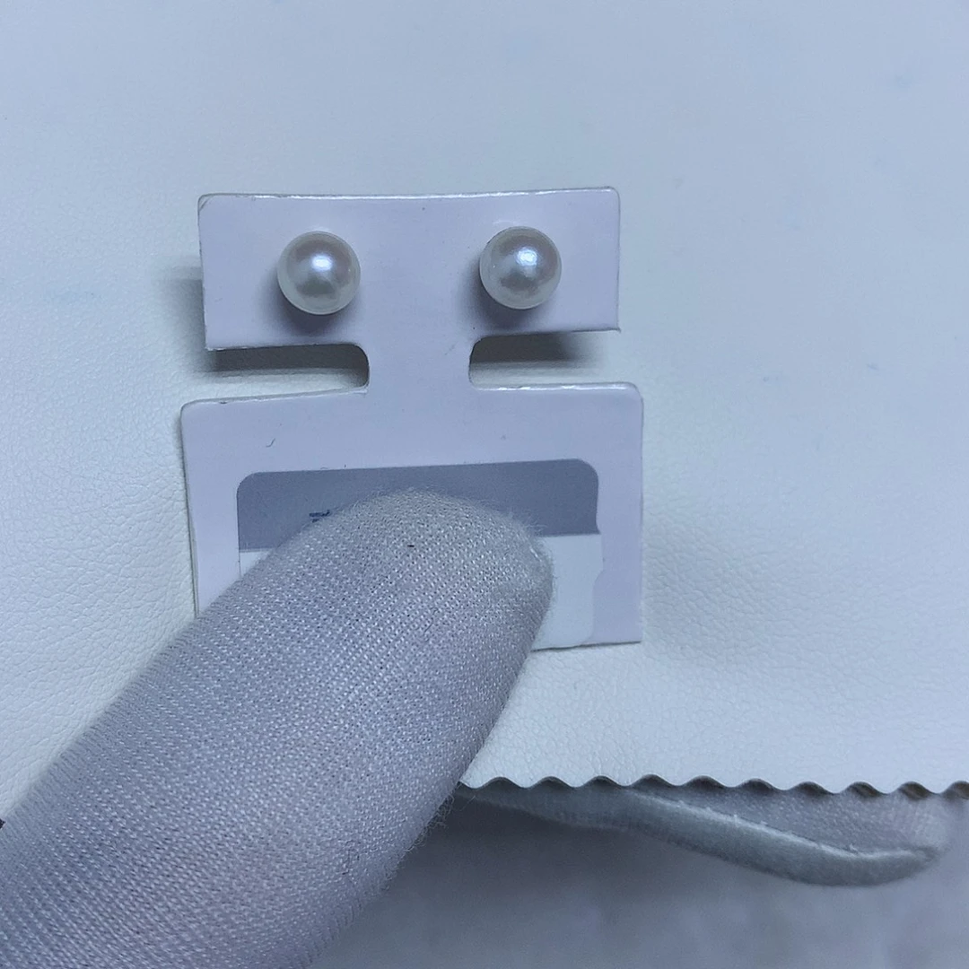 耳饰海水珍珠银S925镶嵌5-6