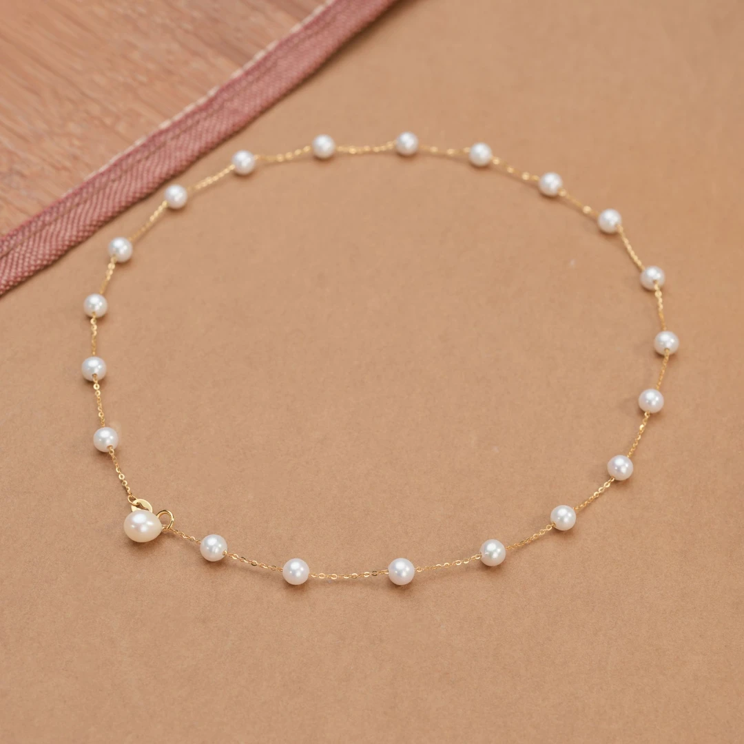 【满天繁星】淡水珍珠满天星强光高品质白色珍珠项链20+1颗珠5-6mm