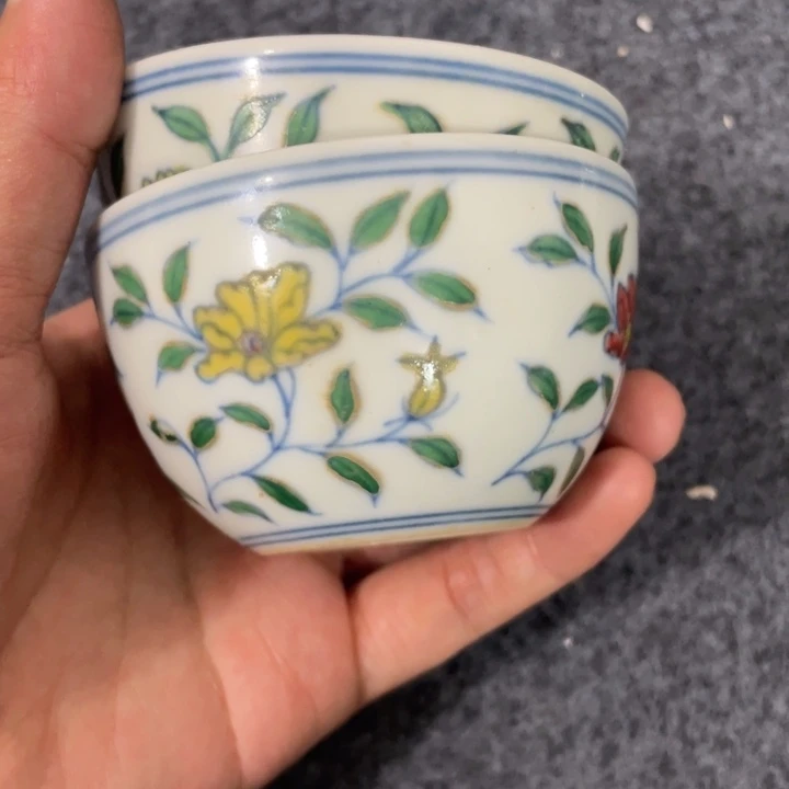 摆件正**戒杯子一对瓷器摆件