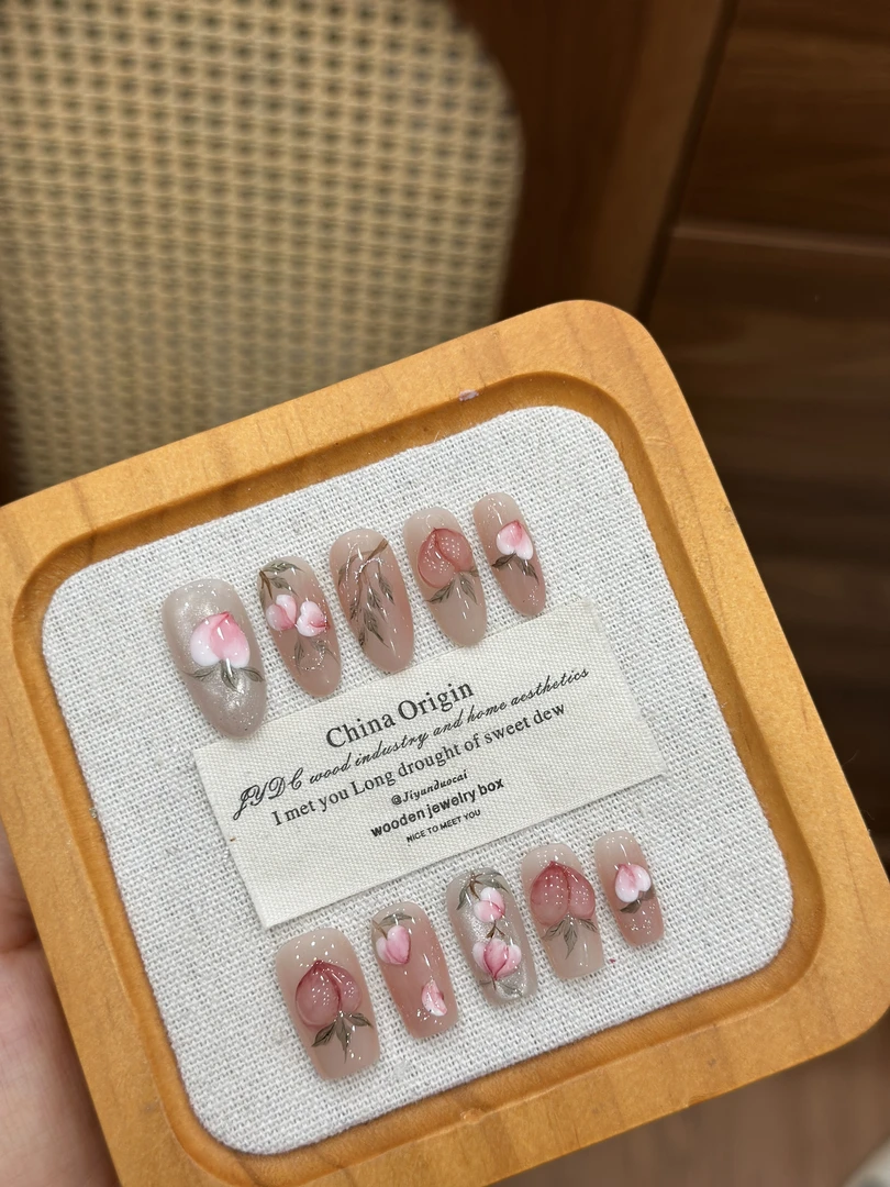 白菜家水蜜桃手工穿戴甲