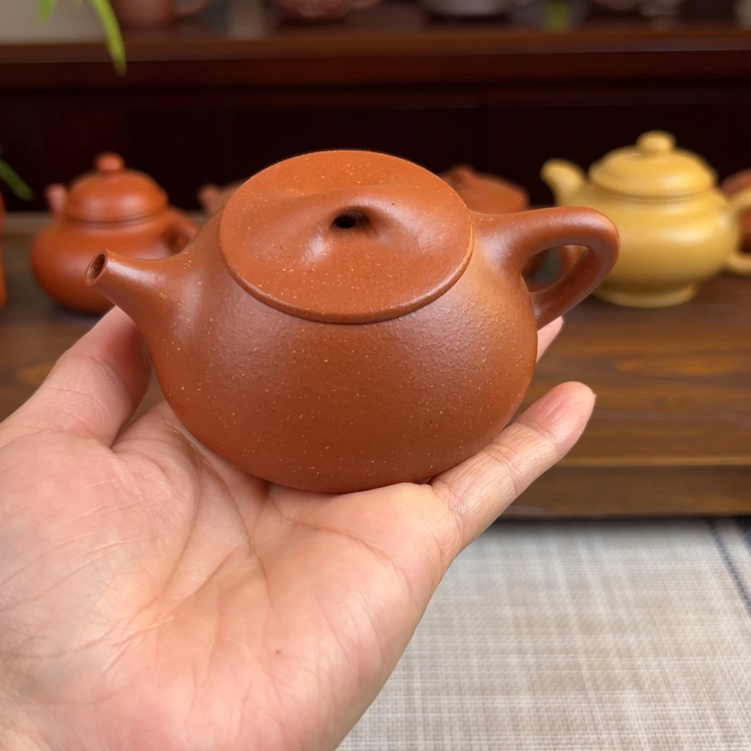 紫砂茶壶红降坡景州石瓢半手120cc