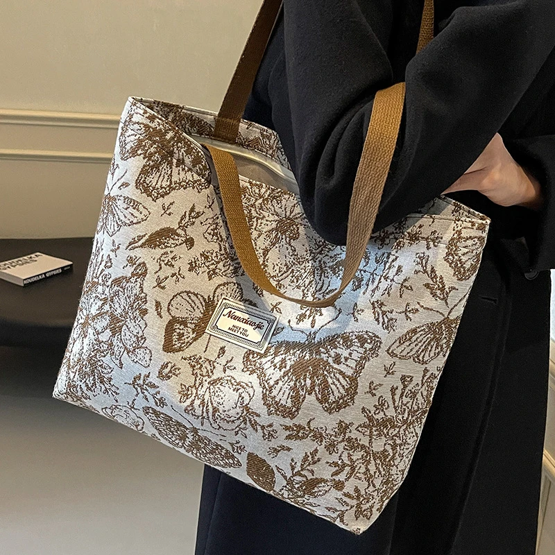 大容量单肩包手提包女新款帆布包百搭购物通勤托特包斜挎包腋下包