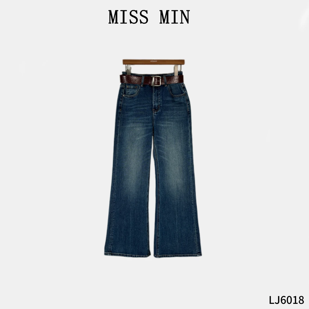 MISS MIN【 通勤神】 秋冬新款女高腰弹力微喇时尚牛仔裤LJ60158