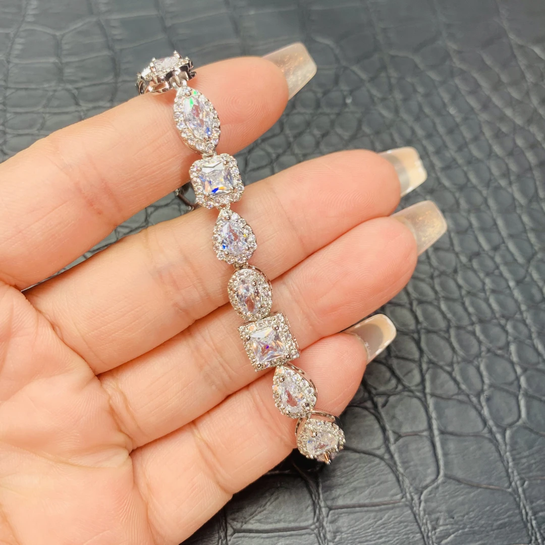 铜合金合成锆石手链 白色轻奢手链饰品870气质
