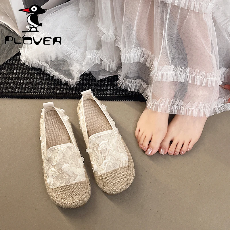 PLOVER渔夫鞋小香风网面透气单鞋2025新款夏季一脚蹬豆豆鞋乐福鞋