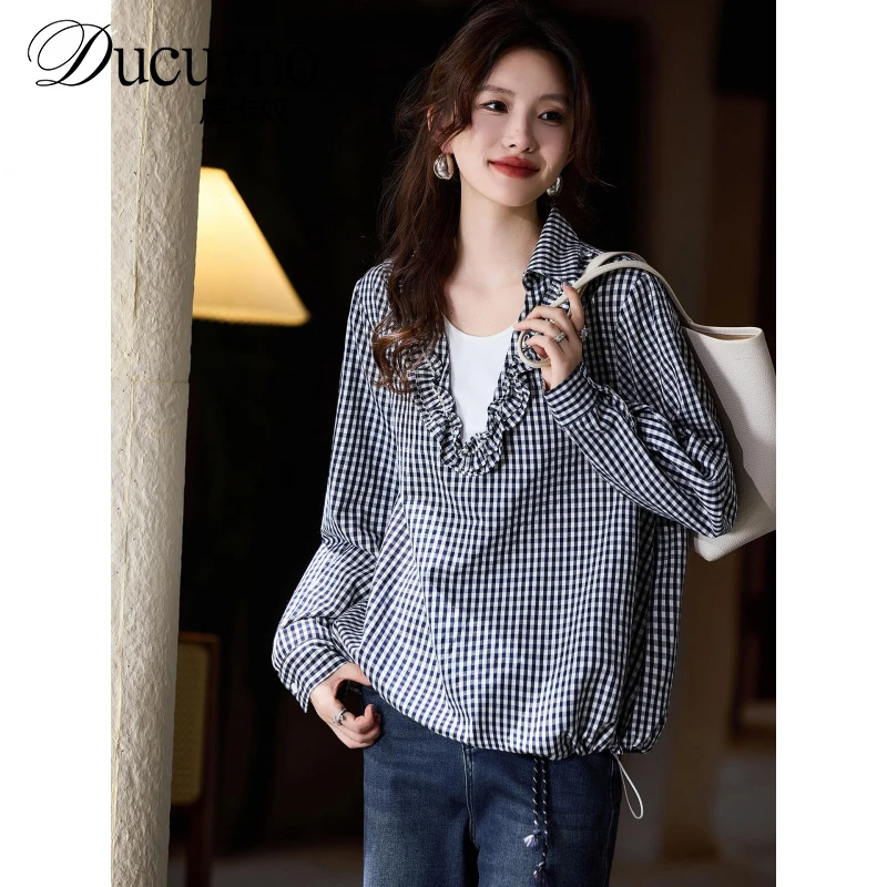 女装时尚钉珠假两件衬衫小众百搭宽松设计感气质潮流显瘦有质感韩